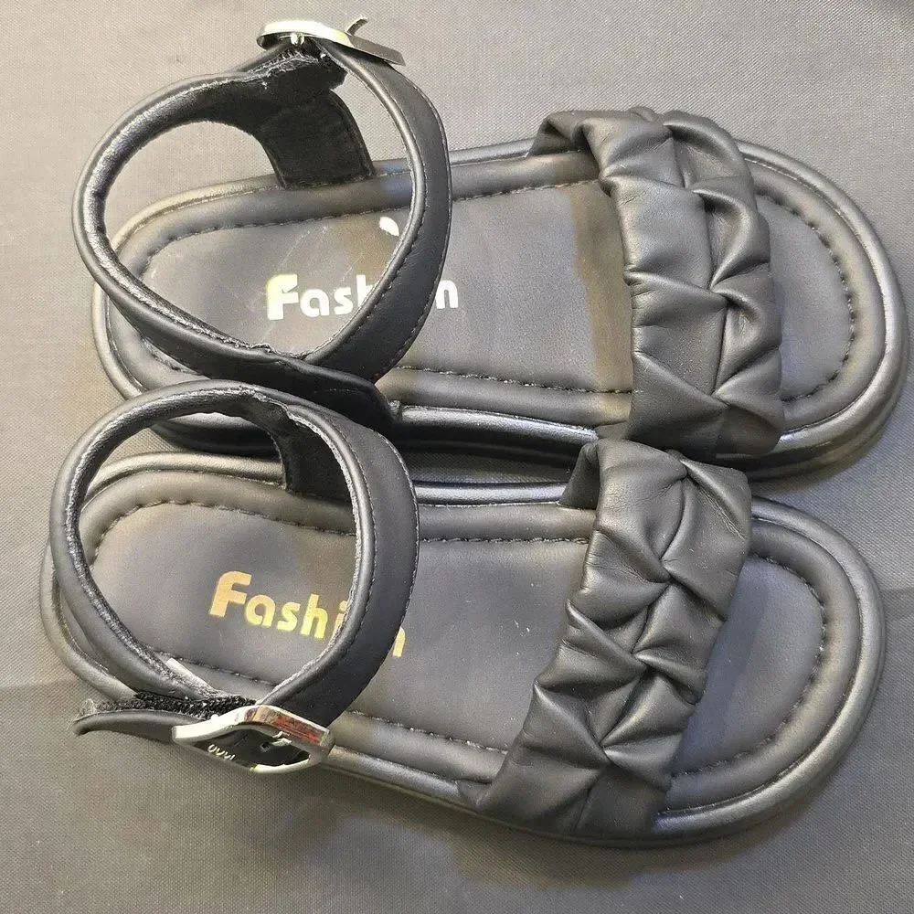 FASHION GIRLS' LIGHTWEIGHT SKIN-FRIENDLY CASUAL KIDS STYLE FOLD DETAIL SANDAL